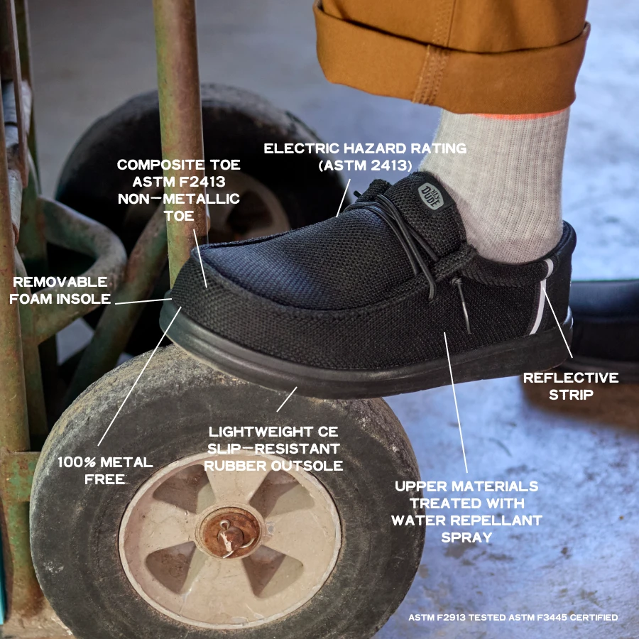 Wally Work Comp Toe Wide - Black/Black 2 Wally Work Comp Toe Wide - Black/Black - Image 2