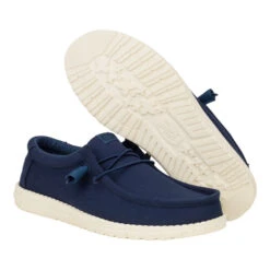 Wally Canvas - Navy 10 Wally Canvas - Navy -Heydude 40375 410 WALLYCANVAS NAVY PAIR BOTTOM conversion1