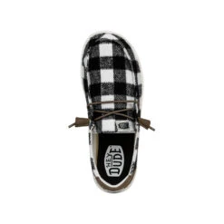 Wendy Buffalo Plaid - White And Black Plaid 11 Wendy Buffalo Plaid - White And Black Plaid -Heydude 40617 103 WENDYBUFFALOPLAID WHITEBLACK RIGHTTOP conversion1
