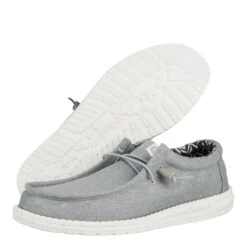 Wally Stretch Canvas - Light Grey -Heydude 40700 007 WALLY CANVAS LIGHT GREY PAIR BOTTOM conversion1 3d20d644 773f 49e6 a450 cbab23314992