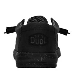 Wally Stretch Canvas - Black/Black -Heydude 40700 060 WALLY STRETCH CANVAS BLACK BLACK LEFT BACK