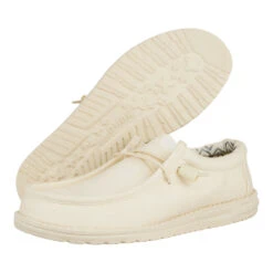 Wally Stretch Canvas - Stone White -Heydude 40700 1KA WALLY CANVAS STONE WHITE PAIR BOTTOM 1