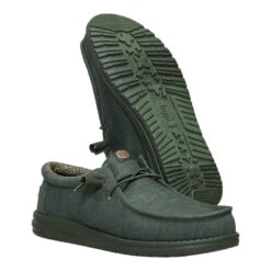 Wally Stretch Canvas - Deep Green -Heydude 40700 3TJ WALLYSTRETCHCANVAS DEEPGREEN PAIR BOTTOM conversion1