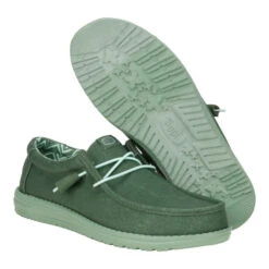Wally Stretch Canvas - Duck Green/Iceberg Green -Heydude 40700 3YQ WALLYSTRETCHCANVAS DUCKGREEN ICEBERGGREEN PAIR BOTTOM conversion1