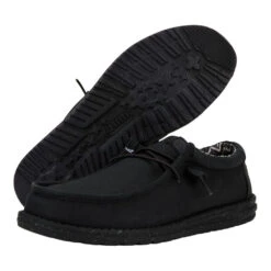 Wally Stretch Canvas Wide - Black/Black -Heydude 40902 060 WENDY CANVAS BLACK BLACK PAIR BOTTOM