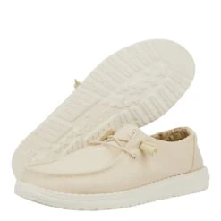Wendy Stretch Canvas - Off White -Heydude 40902 1LB WENDY CANVAS OFF WHITE PAIR BOTTOM