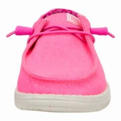 Wendy Stretch Canvas - Neon Pink -Heydude 40902 676 WENDY CANVAS NEON PINK LEFT FRONT