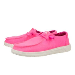 Wendy Stretch Canvas - Neon Pink -Heydude 40902 676 WENDY CANVAS NEON PINK PAIR SIDE conversion1