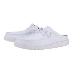Wally Slip Stretch Canvas - White/White -Heydude 41293 143 WALLY SLIP CANVAS WHITE WHITE PAIR SIDE