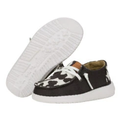 Wendy Toddler Animal - Black/Cow -Heydude 41798 0HO WENDY T ANIMAL BLACK COW LEFT PAIR BOTTOM conversion1