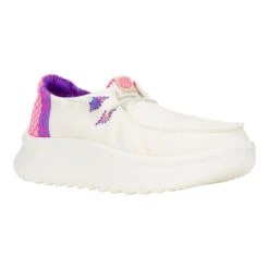 Wendy Peak Chambray Woven - White/Pink -Heydude 41946 102 WENDYPEAKCHAMBRAYWOVEN WHITEPINK RIGHT 3QTR conversion1