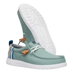 Wally Craft Linen - Iceberg Green/Moon Grey -Heydude 43086 3AL WALLYCRAFTLINEN ICEBERGGREENMOONGREY PAIR BOTTOM conversion1