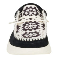 Wendy Comf Suede Crochet - Black/Multi -Heydude 43108 0C4 WENDYCOMFSUEDECROCHET BLACK MULTI FRONT conversion1