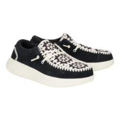 Wendy Comf Suede Crochet - Black/Multi -Heydude 43108 0C4 WENDYCOMFSUEDECROCHET BLACK MULTI PAIR conversion1