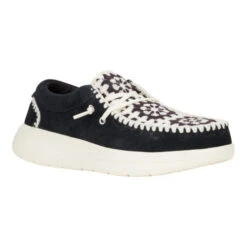 Wendy Comf Suede Crochet - Black/Multi -Heydude 43108 0C4 WENDYCOMFSUEDECROCHET BLACK MULTI RIGHT 3QTR conversion1