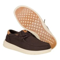 Paul Canvas - Brown/Wood Ash 9 Paul Canvas - Brown/Wood Ash -Heydude 43151 2IX PAULCANVAS MOLEBROWN WOODASH PAIR BOTTOM