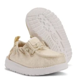 LilDude Infant Slip On Novelty - Champagne Glitter -Heydude 43722 9AC LilDudeSliponNovelty ChampagneGlitter Right Pair Bottom