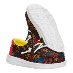 Wally Toddler Space Glow - Black/Red -Heydude 44196 063 WALLYTSPACEGLOW BLACKRED PAIR BOTTOM conversion1