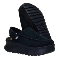 Delray Clog Suede - Black 13 Delray Clog Suede - Black -Heydude 44259 001 DELRAYCLOGSUEDE BLACK PAIR BOTTOM conversion1