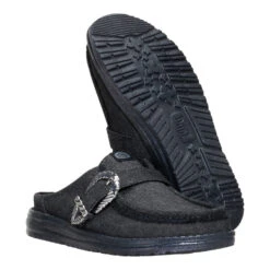 Wendy Slip Buckle Denim - Black/Black 10 Wendy Slip Buckle Denim - Black/Black -Heydude 44264 060 WENDYSLIPBUCKLEDENIM BLACKBLACK PAIR BOTTOM conversion1