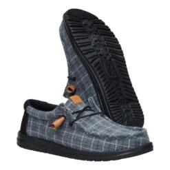 Wally Plaid Corduroy - Black/Multi -Heydude 44326 0C4 WALLYPLAIDCORDUROY BLACKMULTI PAIR BOTTOM conversion1