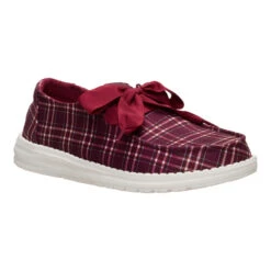 Wendy Holiday Bow - Red Plaid/Burgundy 14 Wendy Holiday Bow - Red Plaid/Burgundy -Heydude 45369 6RS WENDYHOLIDAYBOW REDPLAIDBURGUNDY 3QTR conversion1