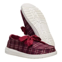 Wendy Holiday Bow - Red Plaid/Burgundy 10 Wendy Holiday Bow - Red Plaid/Burgundy -Heydude 45369 6RS WENDYHOLIDAYBOW REDPLAIDBURGUNDY PAIR BOTTOM conversion1